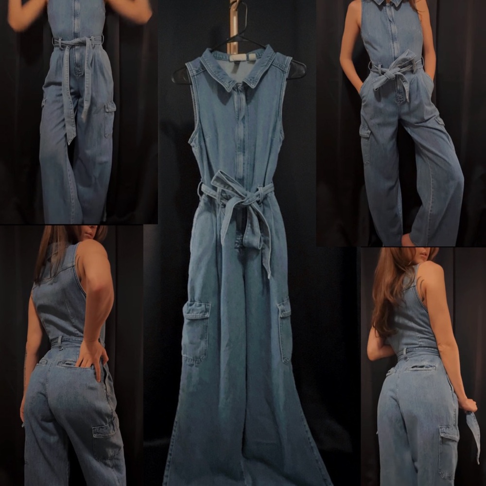 Universal Thread Women's Indigo Denim Jumpsuit - image 1